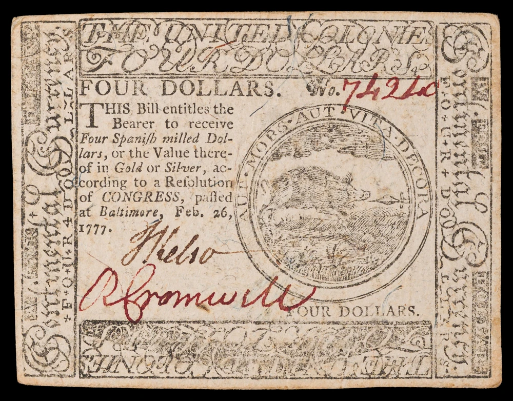 EF 1777 $4 Continental Currency