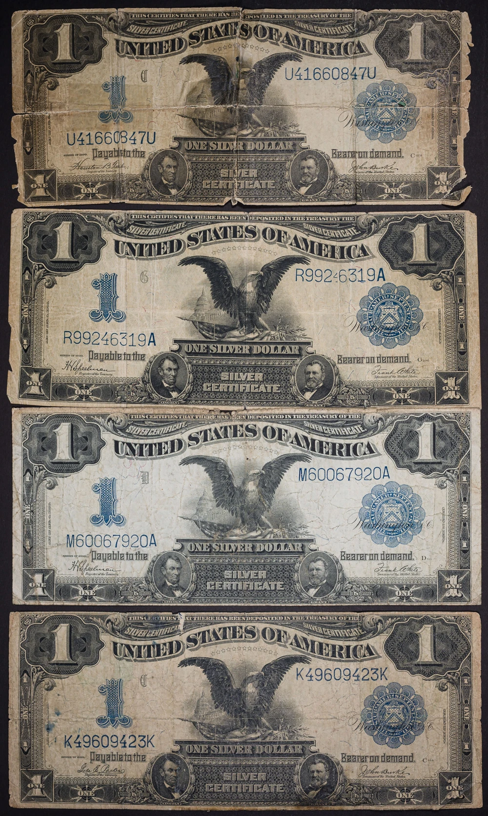 Four Fine to VF Black Eagle $1 Notes
