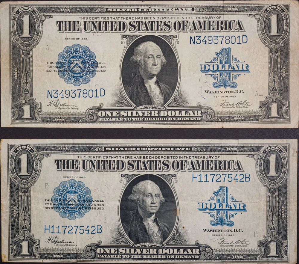 Pair of VF+ 1923 $1 Silver Certificates