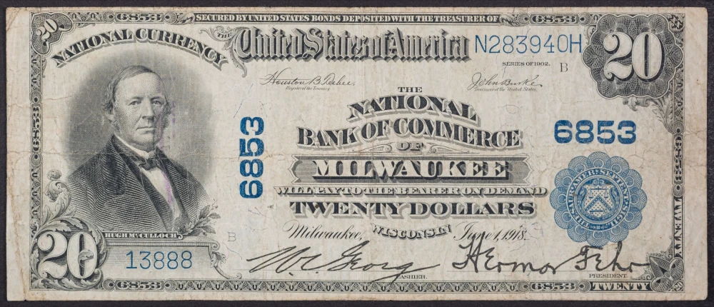 Wisconsin. VF 1902 National Currency $20