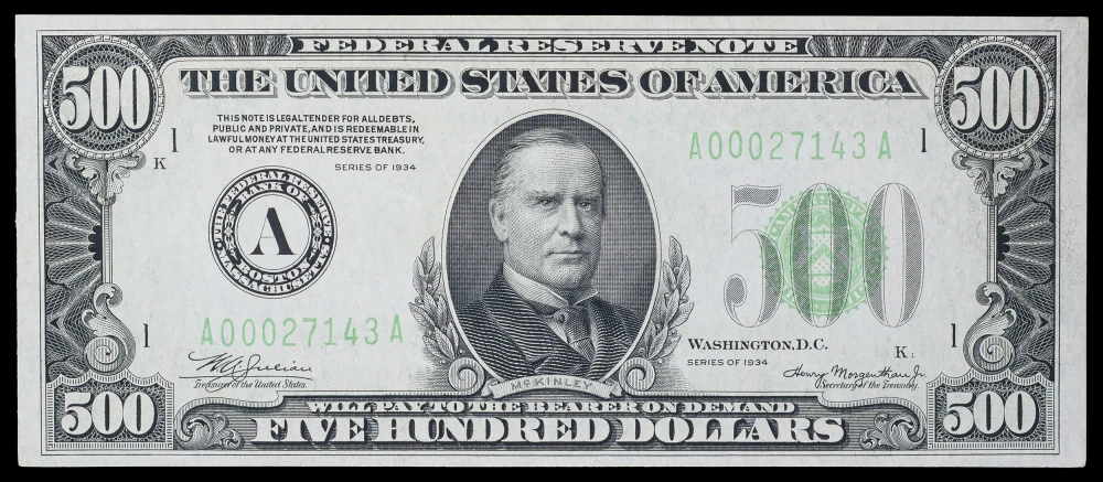 Crisp Choice AU 1934 $500 Federal Reserve Note