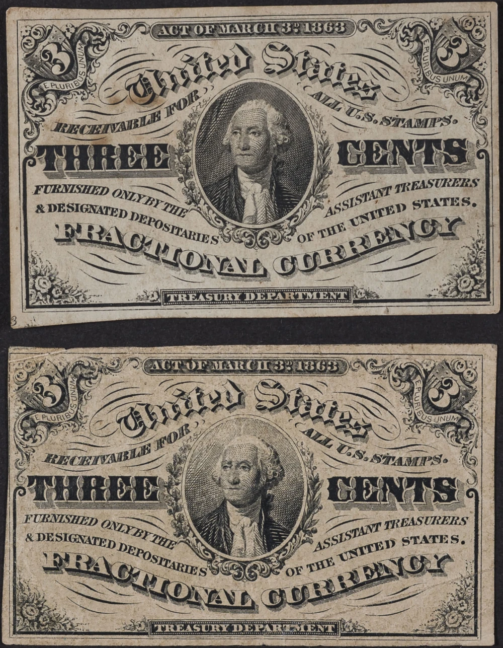 VF 3-Cents Fractional Currency Duo