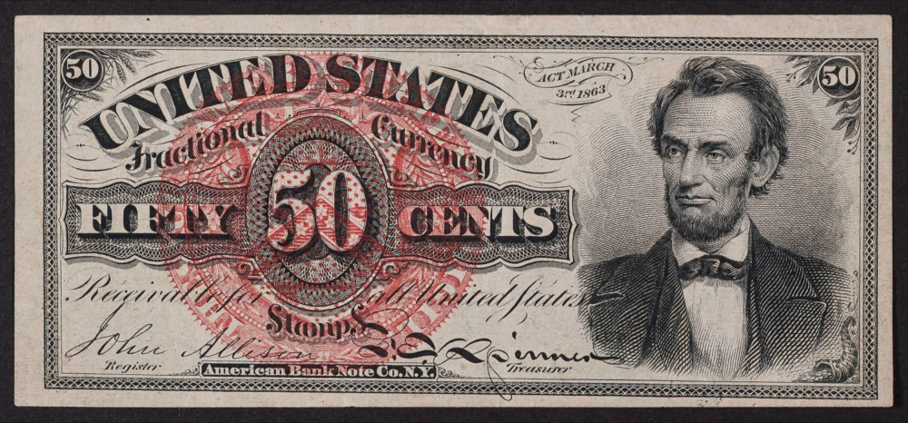 EF 50-Cents Lincoln Portrait Fractional Currency