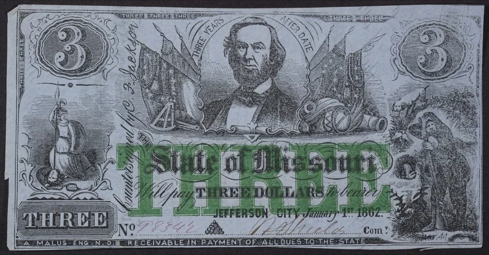 Missouri. EF 1862 $3 Note