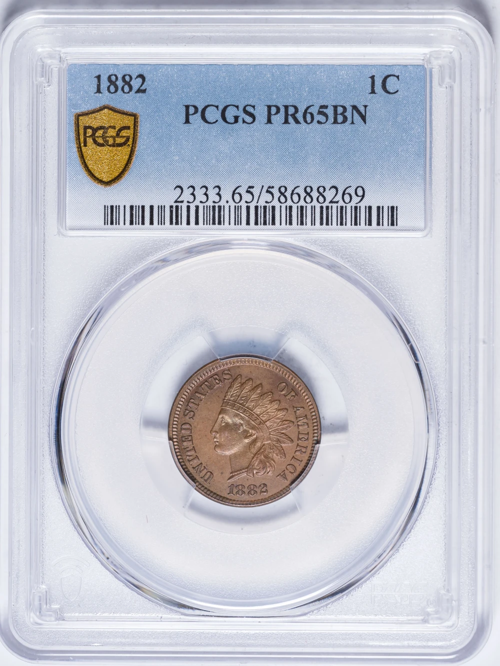 PCGS Proof-65 BN 1882 Indian Cent