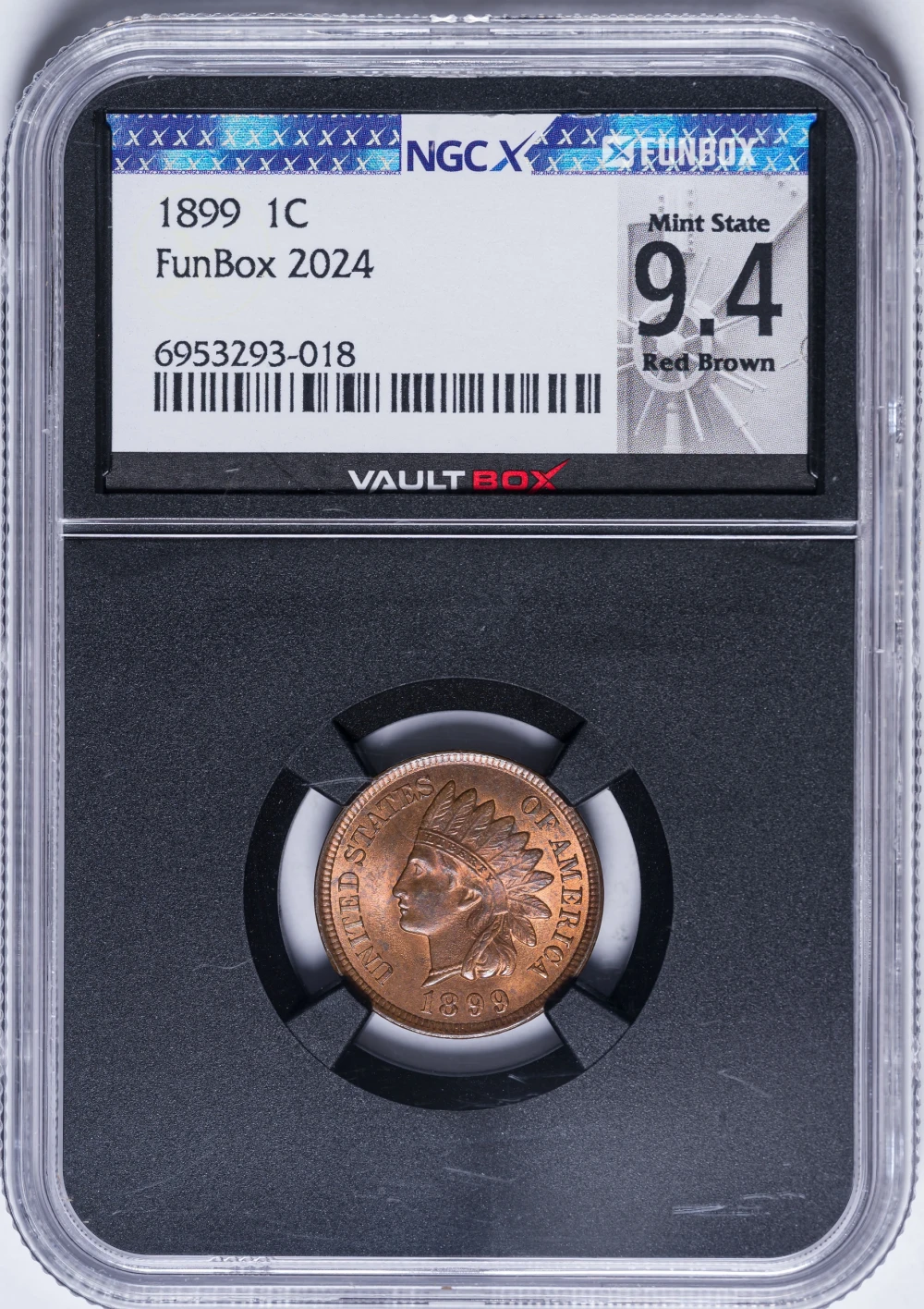 NGC MS-9.4 RB 1899 Indian Cent