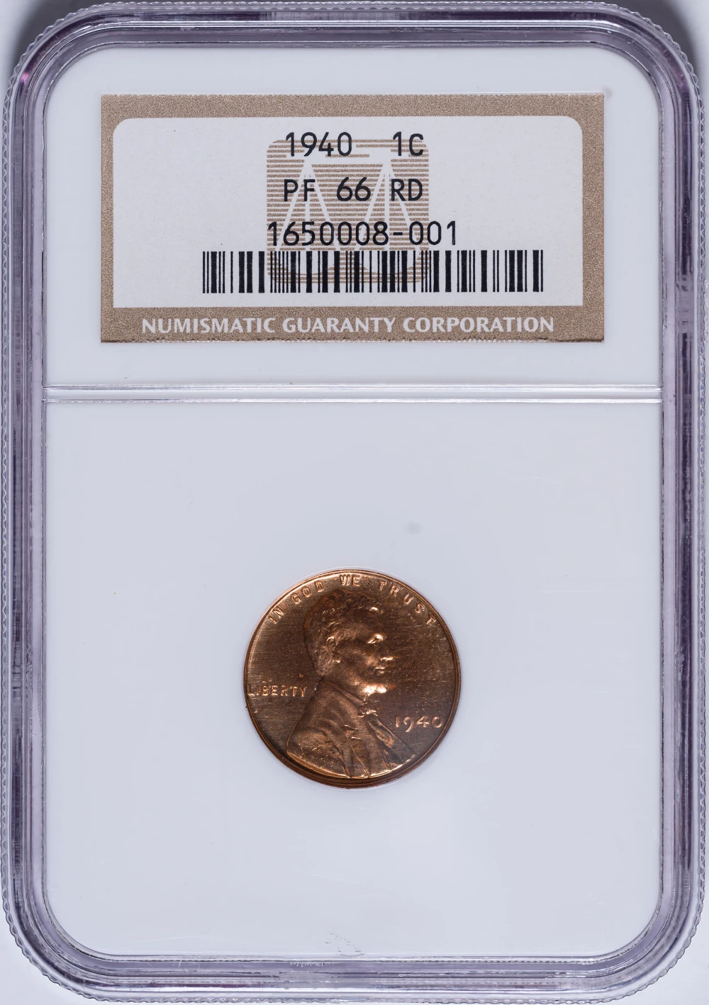 NGC Proof-66 RD 1940 Lincoln Cent