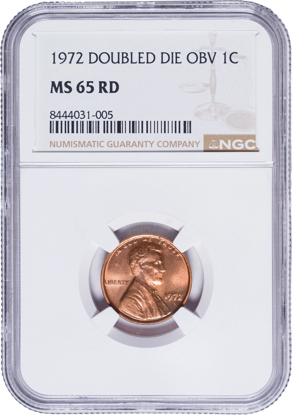 NGC MS-65 RD 1972 Doubled Die Obverse Cent