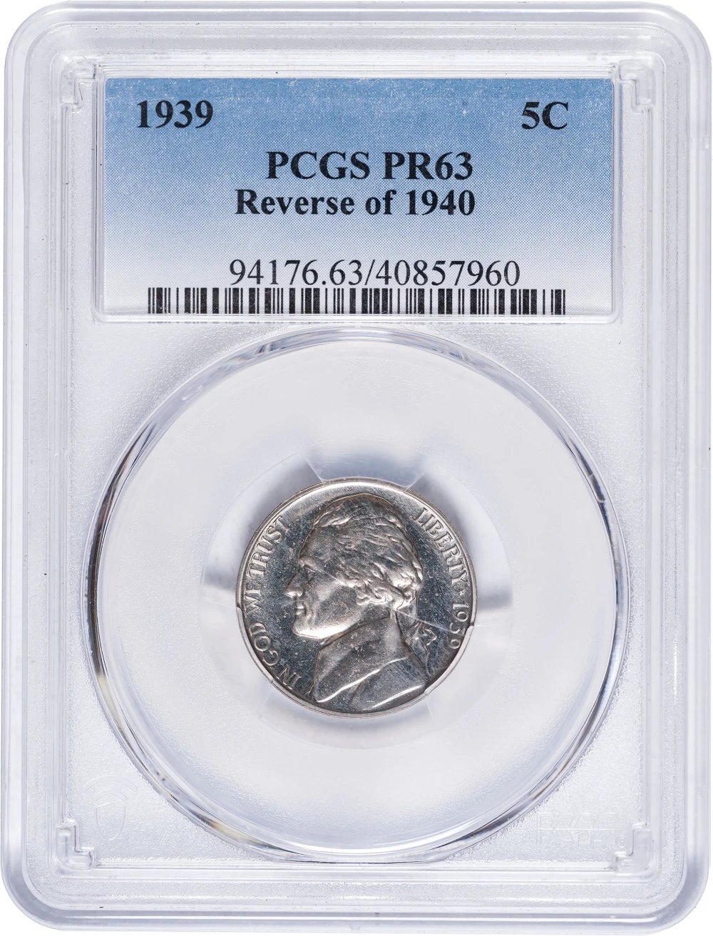 PCGS Proof-63 1939 Jefferson Nickel