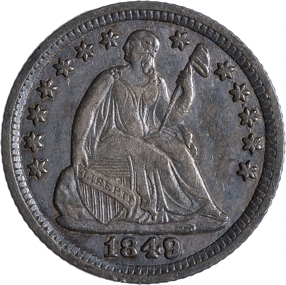 EF-45 1849/6 Half Dime