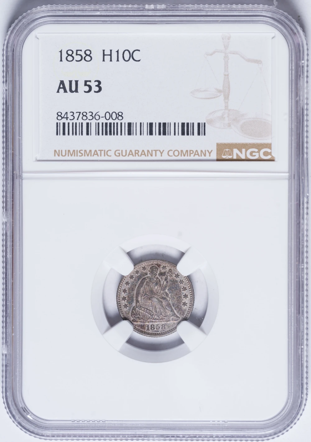 NGC AU-53 1858 Half Dime