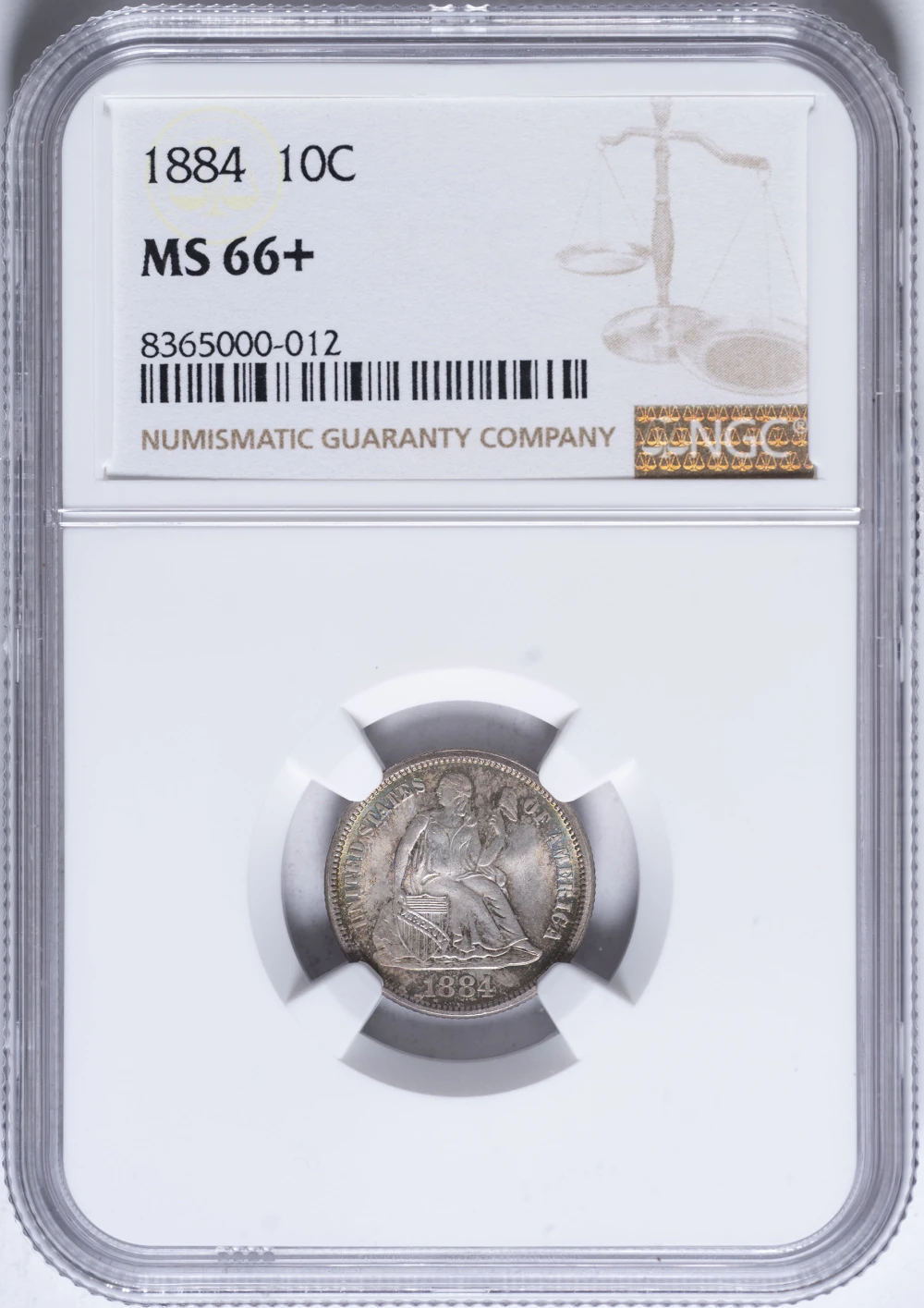NGC MS-66+ 1884 Seated Dime