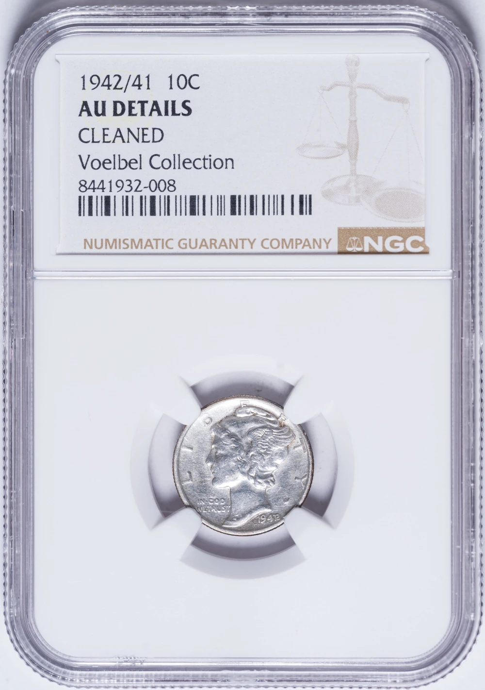 NGC AU Details 1942/41 Mercury Dime