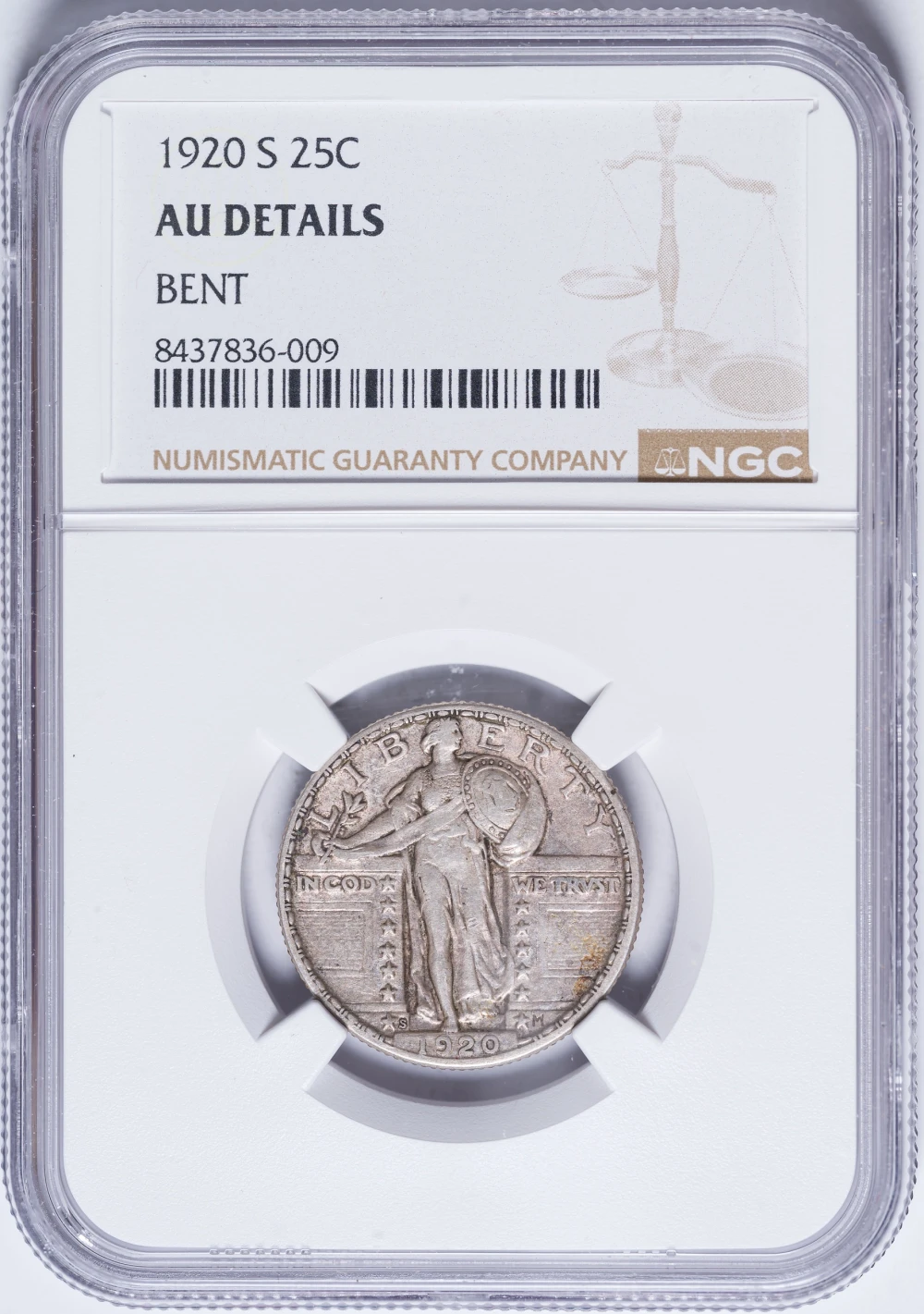 NGC AU Details 1920-S Standing Liberty Quarter