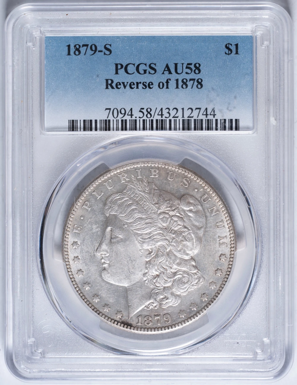 PCGS AU-58 1879-S Rev'78 Morgan Dollar