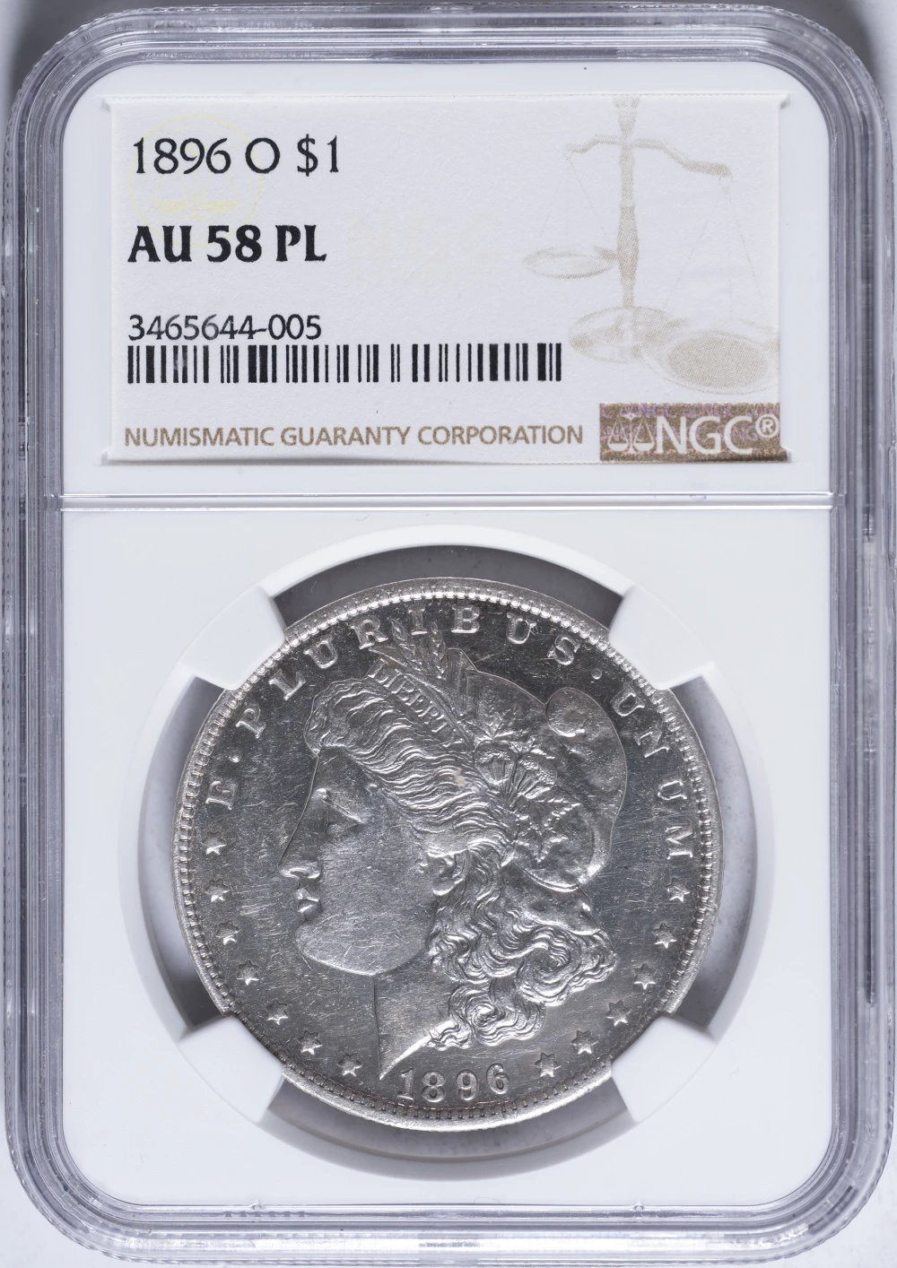 NGC AU-58 PL 1896-O Morgan Dollar