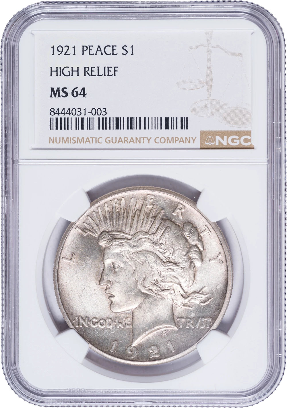 NGC MS-64 1921 Peace Dollar