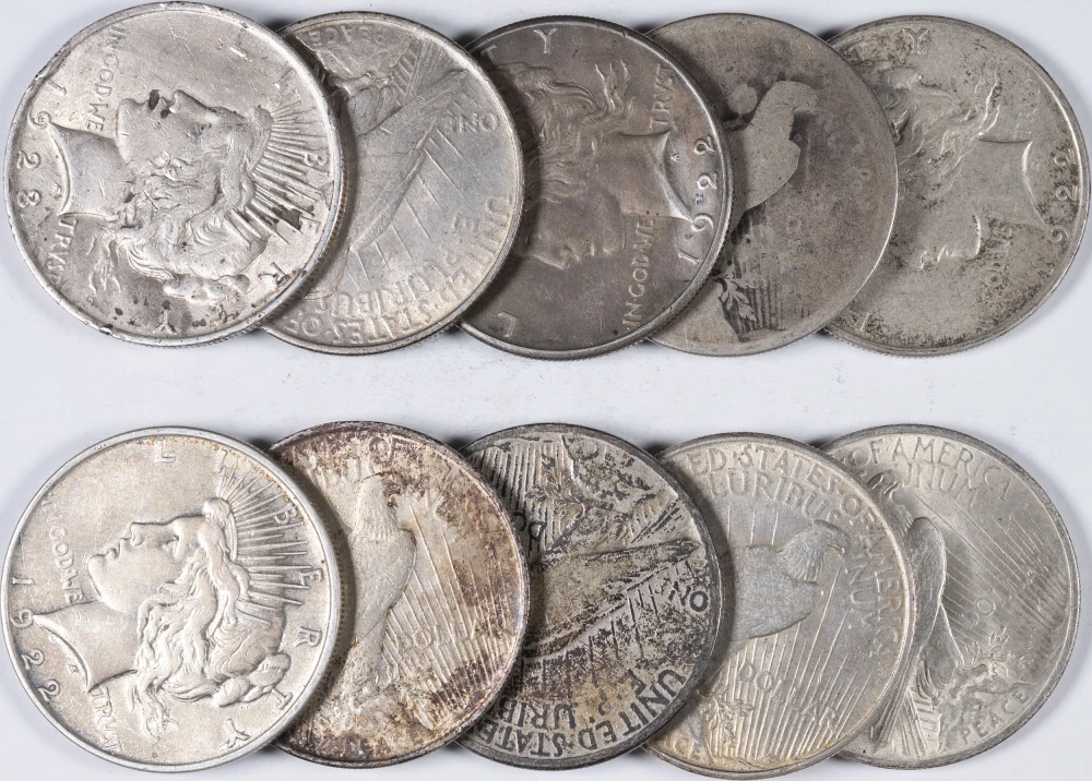 10 Pcs Mixed Peace Dollars