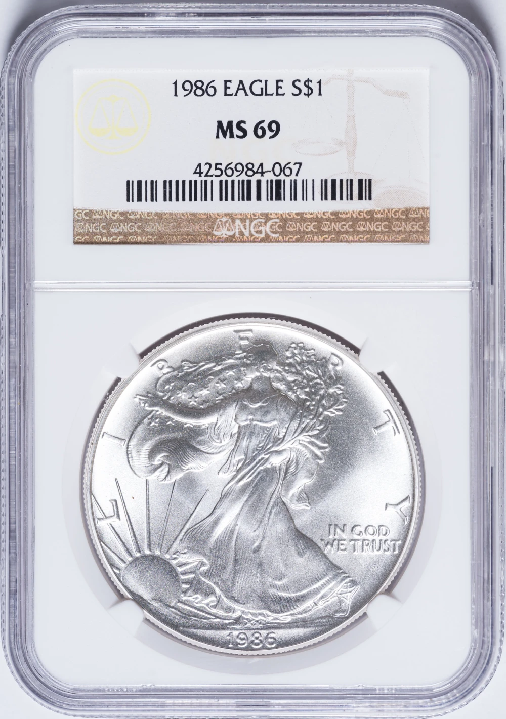 NGC MS-69 1986 American Eagle Silver $1