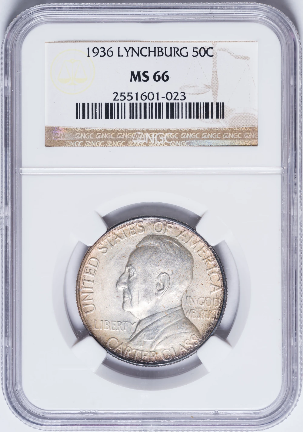 NGC MS-66 Toned 1936 Lynchburg Half Dollar