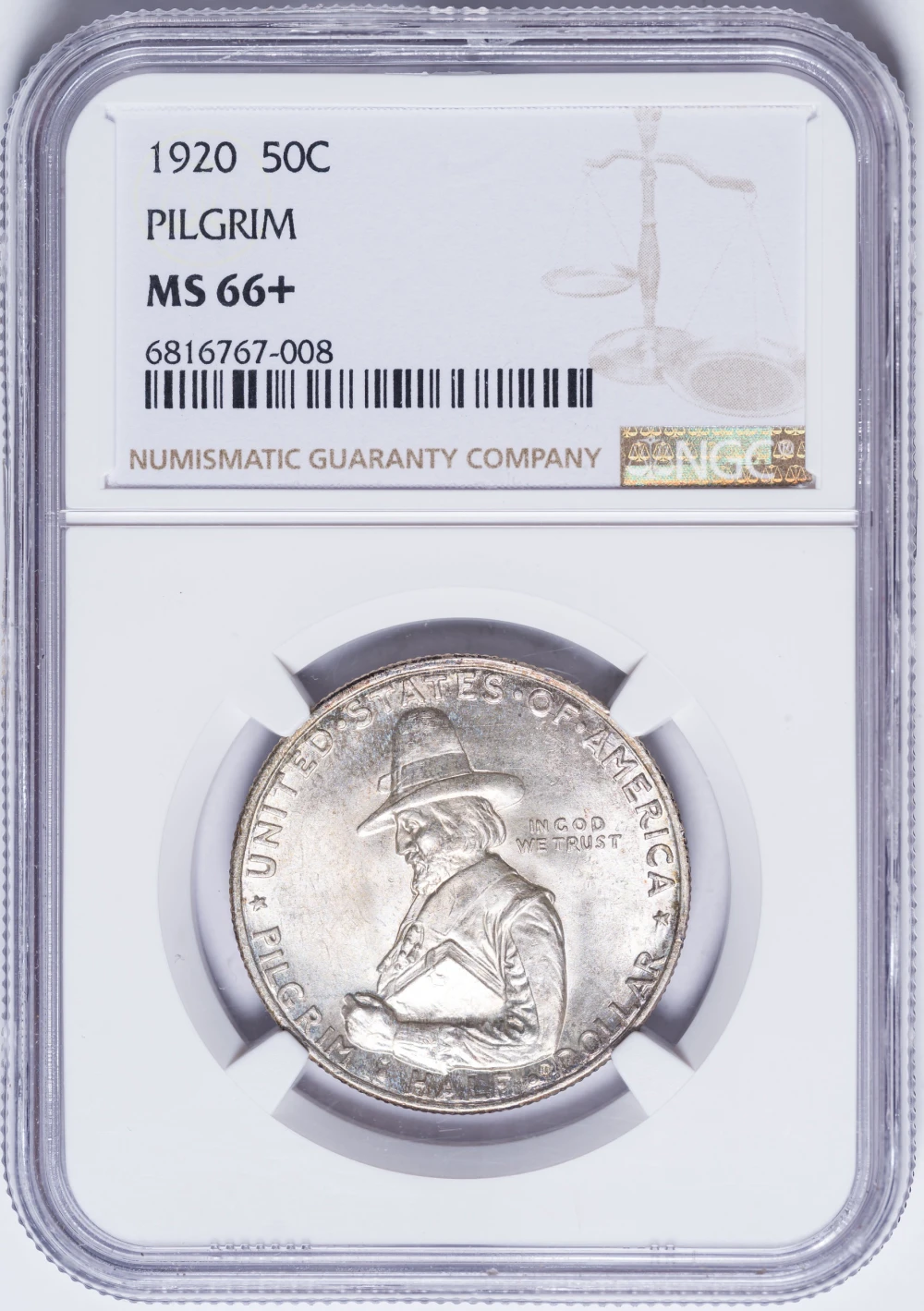 NGC MS-66+ 1920 Pilgrim Half Dollar