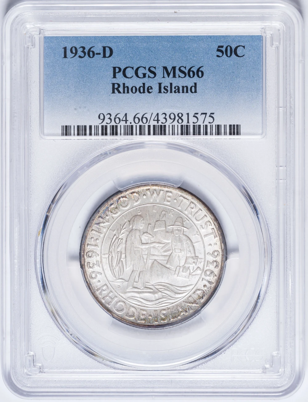 PCGS MS-66 1936-D Rhode Island Half Dollar
