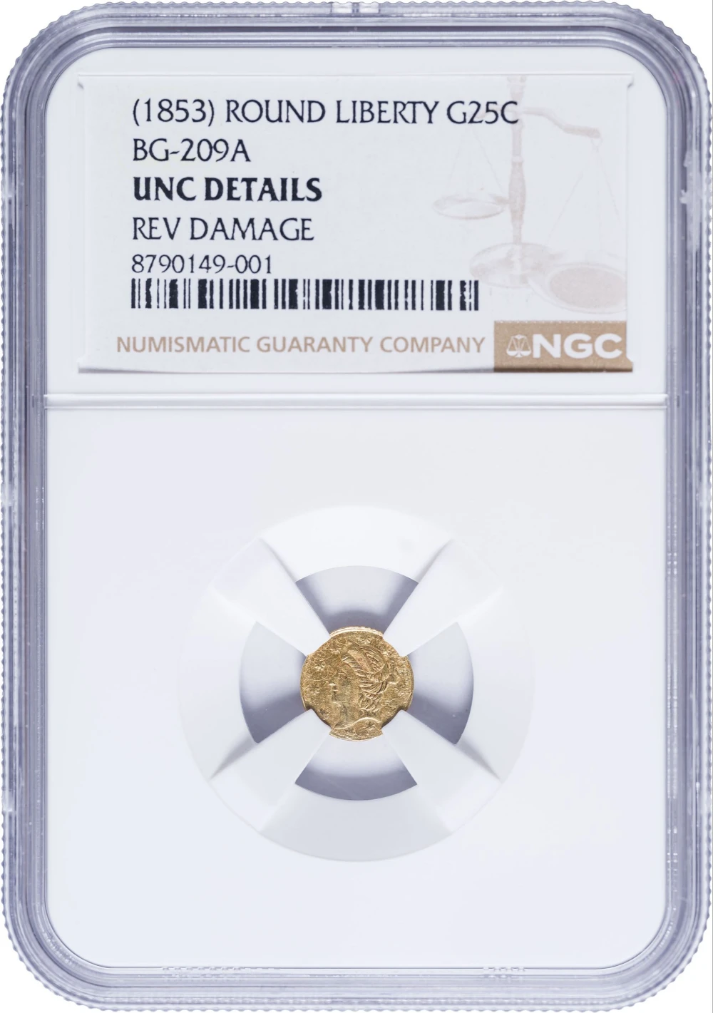 NGC Unc Details BG-209A Cal Gold 25-Cents Rarity