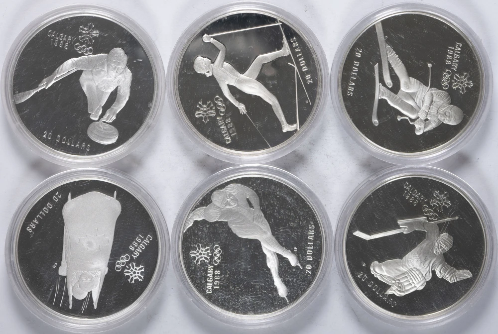 Canada. 6 Diff 1988 Calgary Olympics Silver $20