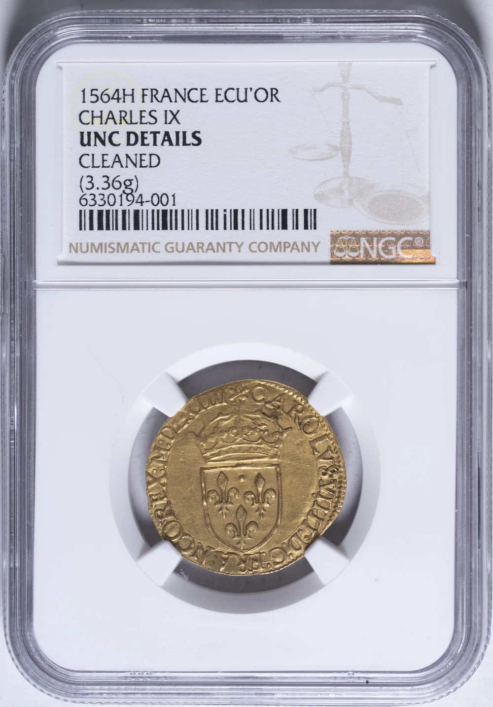 France. NGC UNC Details 1564 Ecu'or gold