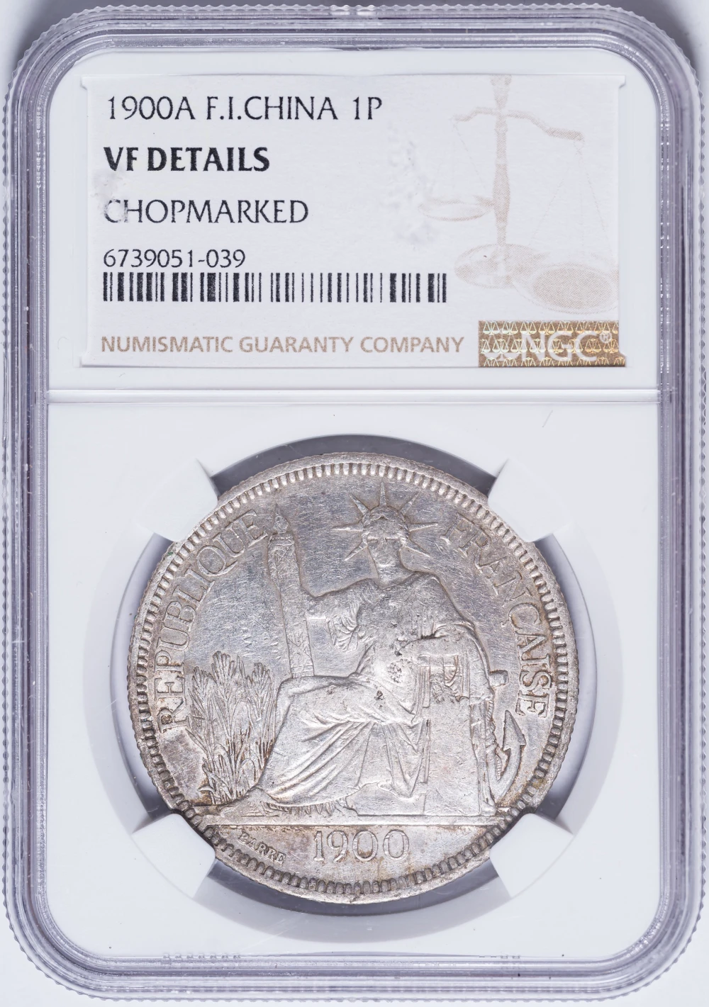 French Indo-China. NGC VF Details 1900-A Piastre