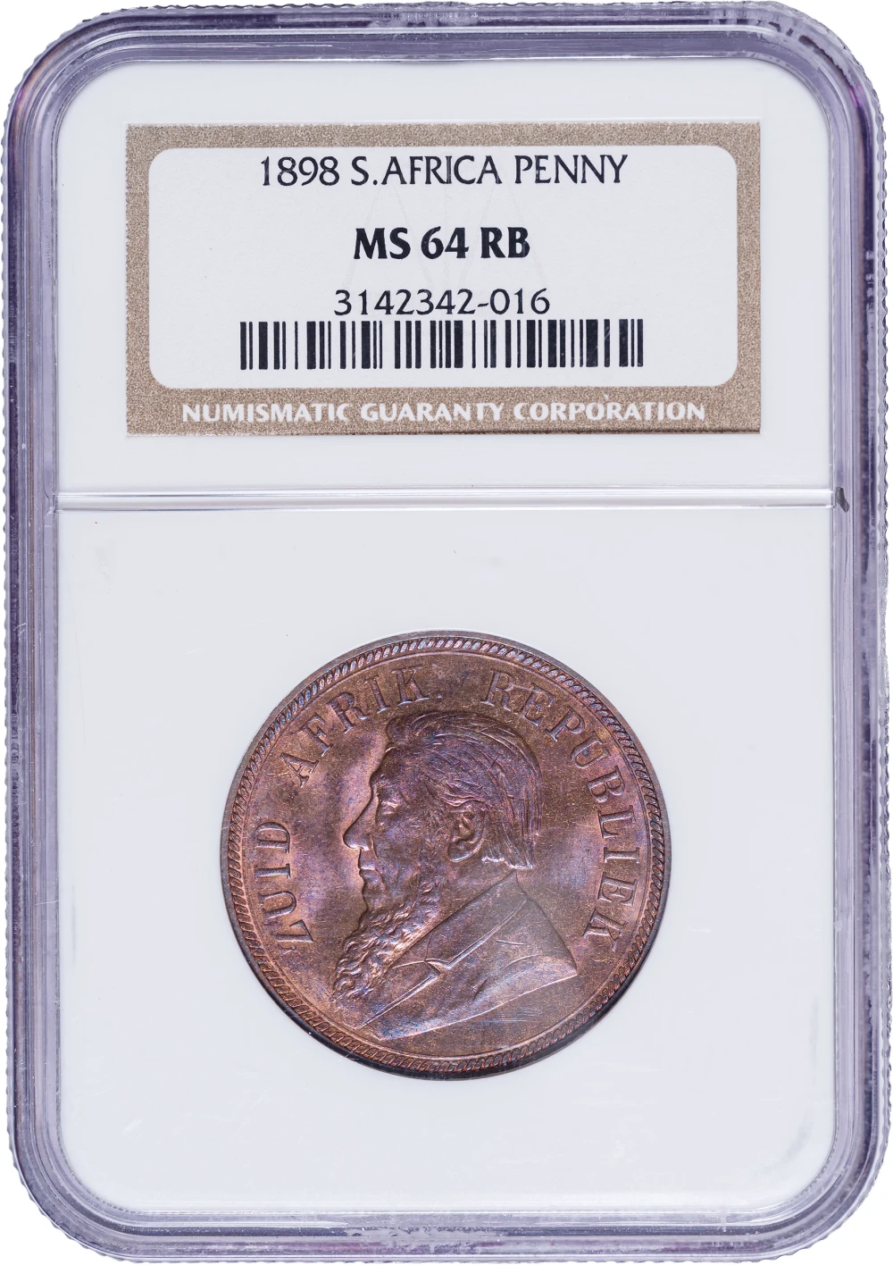 South Africa. NGC MS-64 RB 1898 Penny