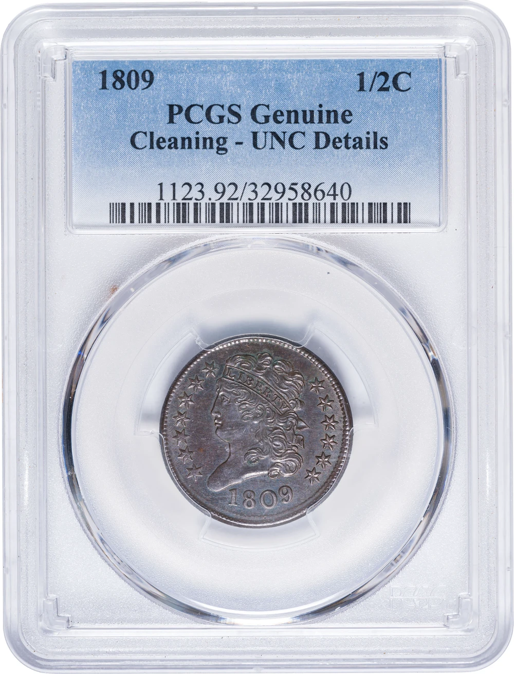 PCGS Unc Details 1809 Half Cent