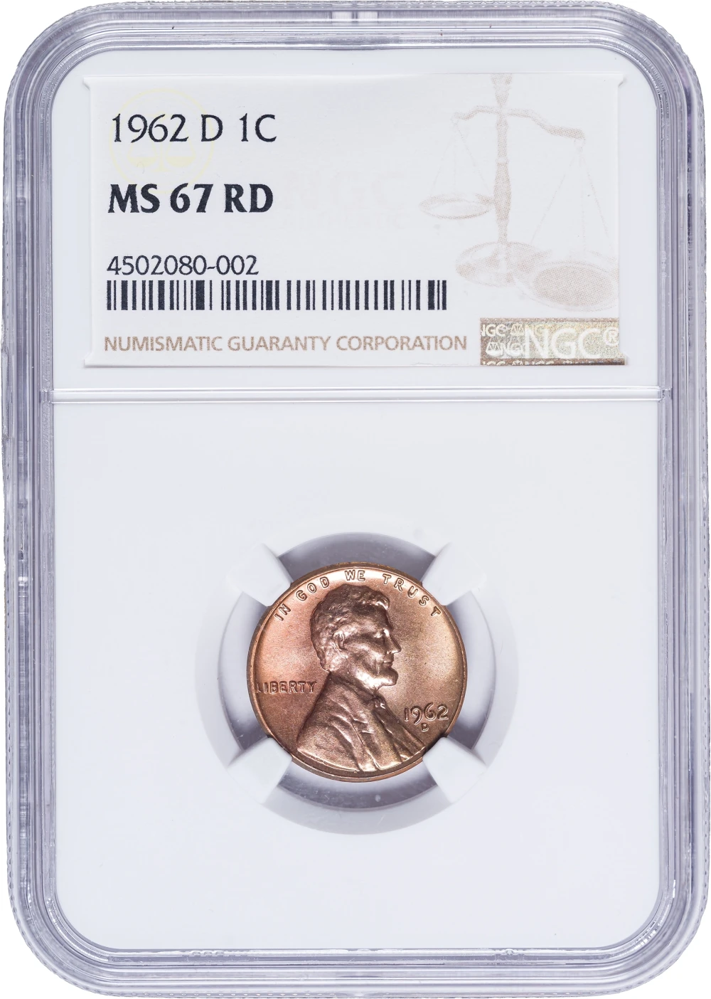 NGC MS-67 RD 1962-D Lincoln Cent