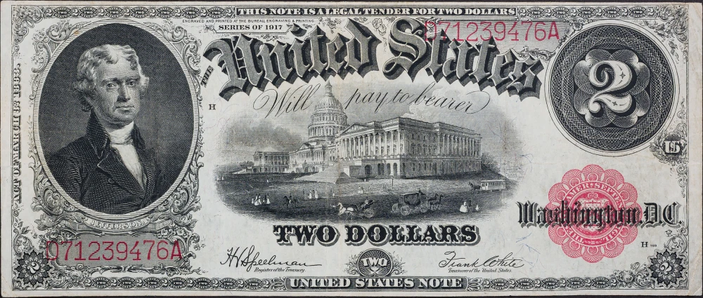 EF/AU-45 1917 $2 Legal Tender