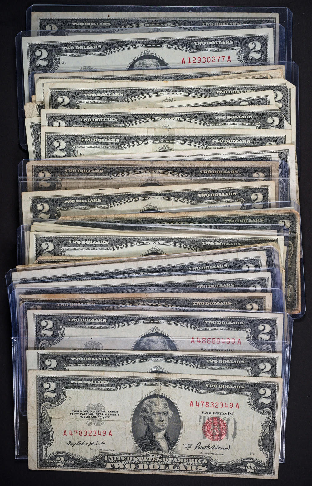Large Group of Average Circulated $2 Notes
