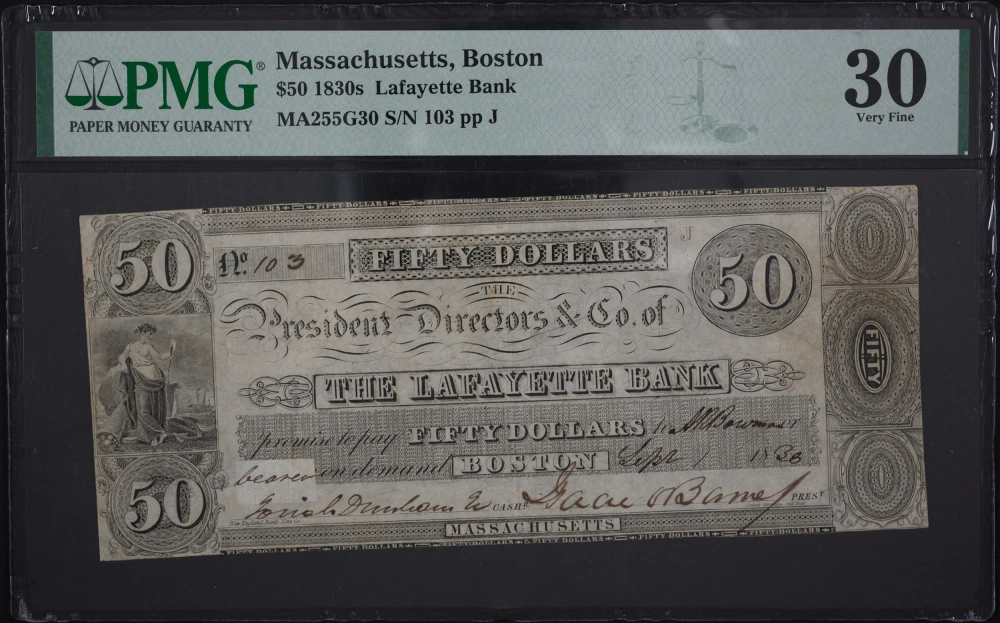 Massachusetts. Boston. PMG-30 $50 Note