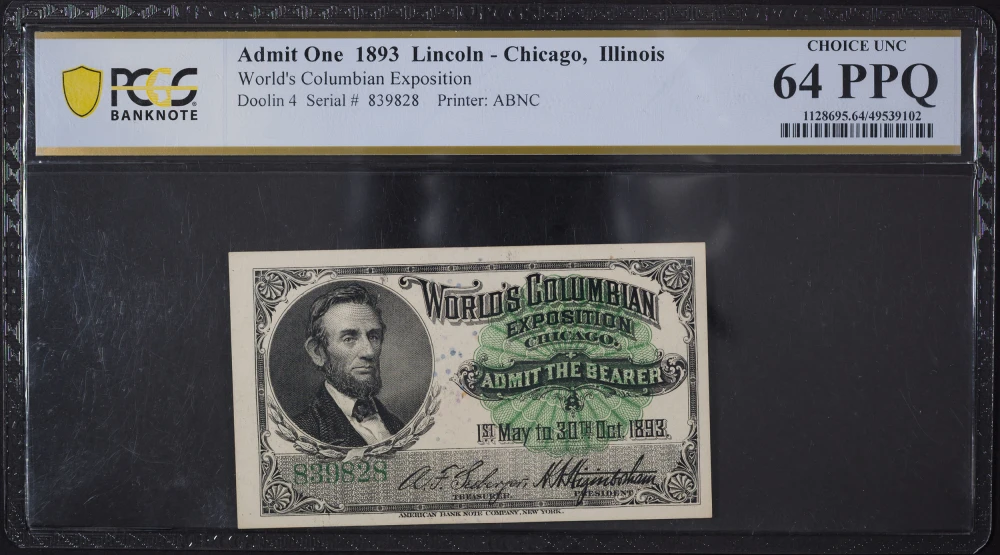 PCGS Choice-64 PPQ Columbian Expo Ticket