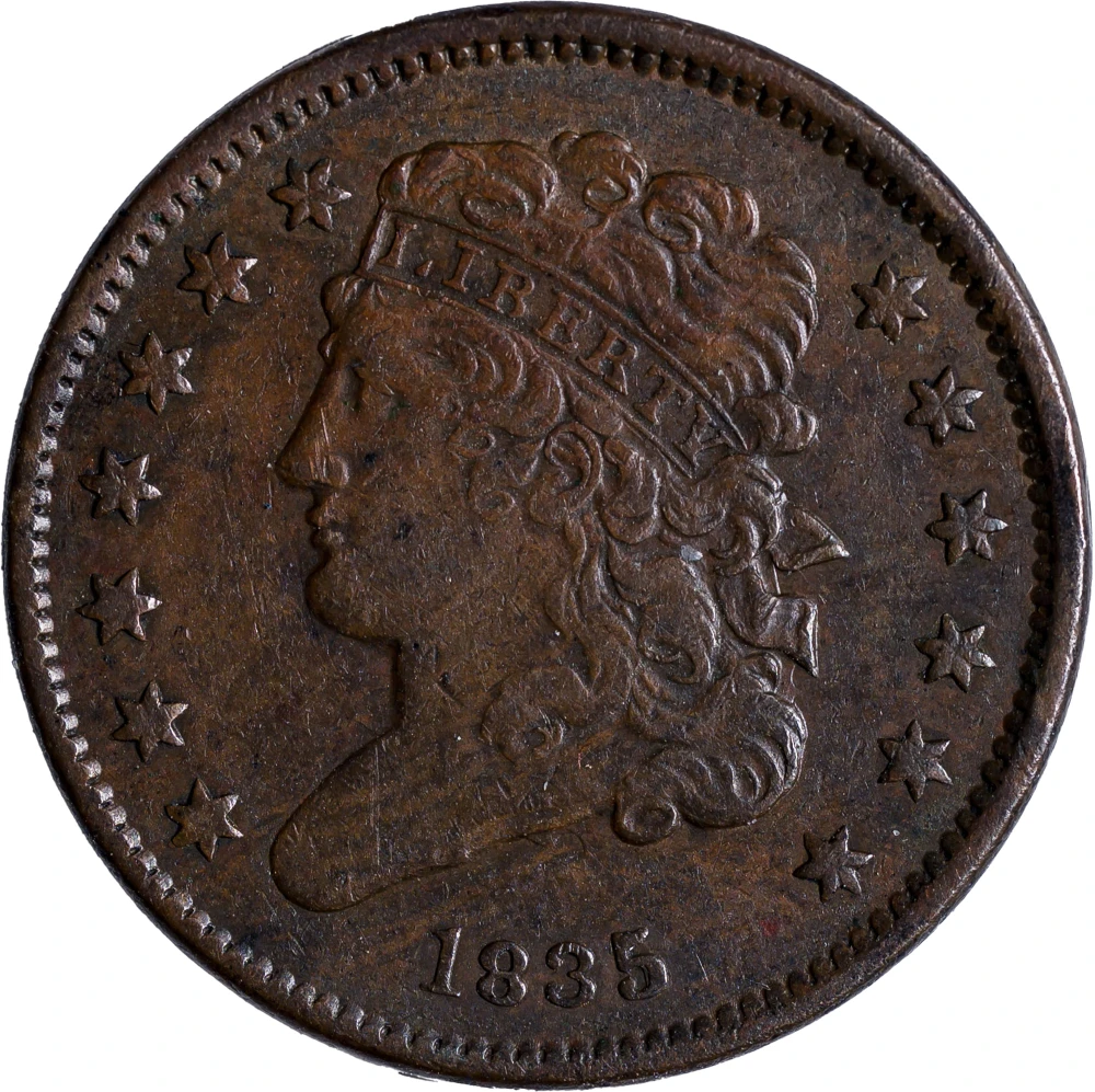 EF 1835 Half Cent