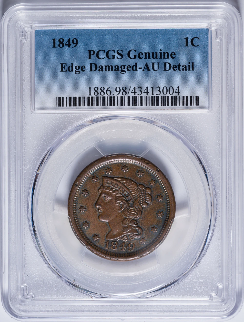PCGS AU Details 1849 Large Cent