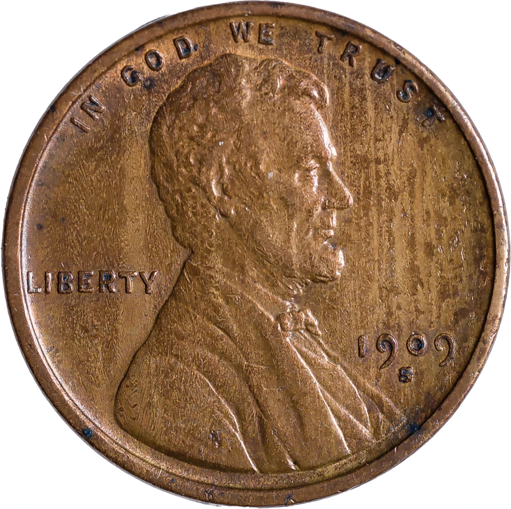 AU-50 Details 1909-S Lincoln Cent