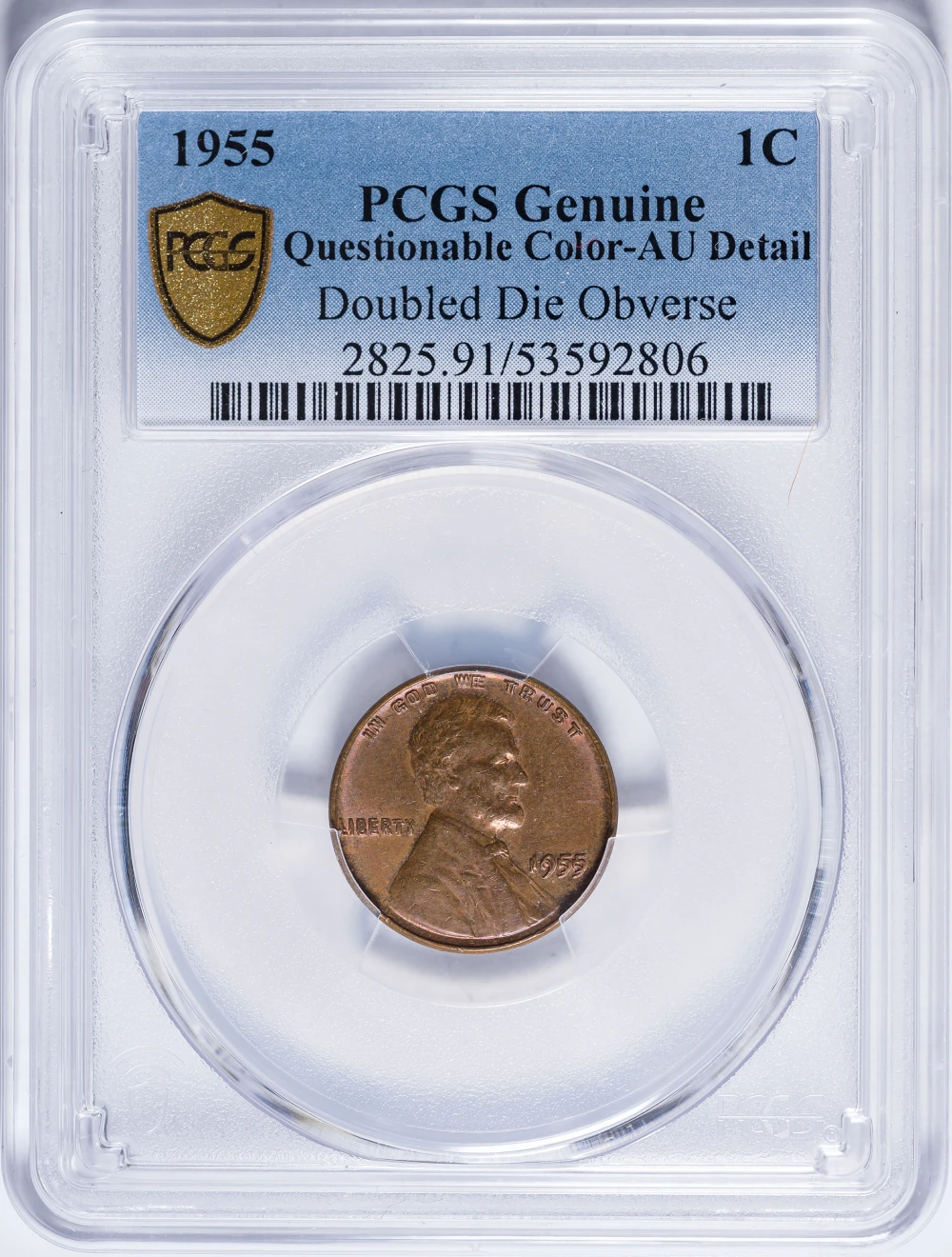 PCGS AU Details 1955 Double Die Lincoln Cent