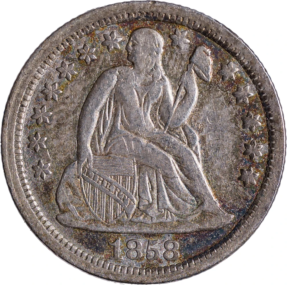 EF-40 1858 Seated Dime