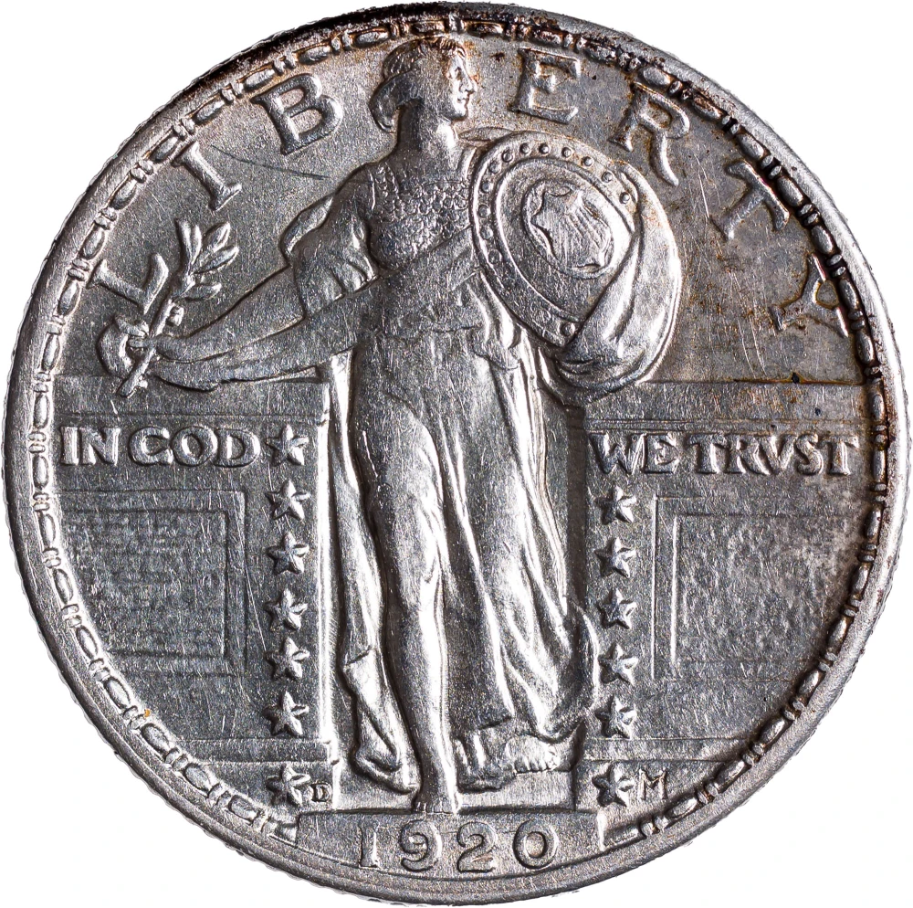 AU-55 1920-D Standing Liberty Quarter