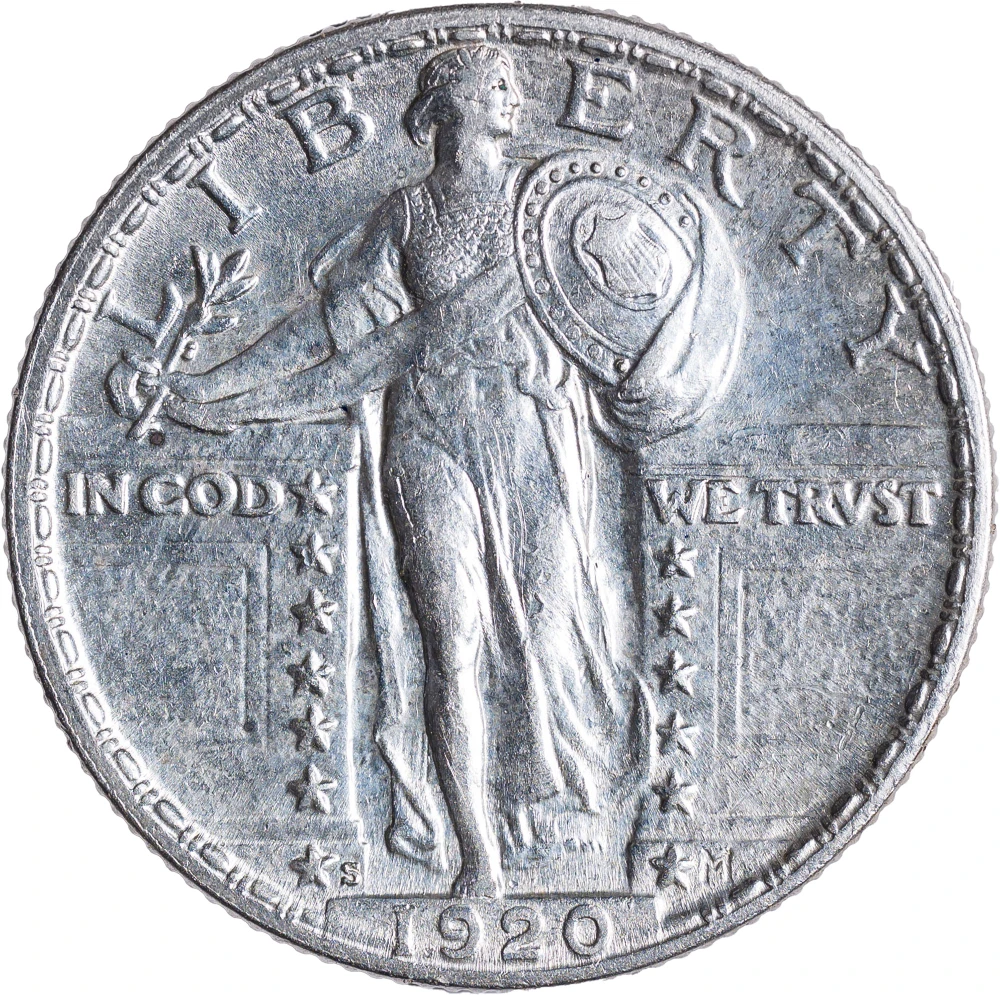 Choice AU-58 1920-S Standing Liberty Quarter