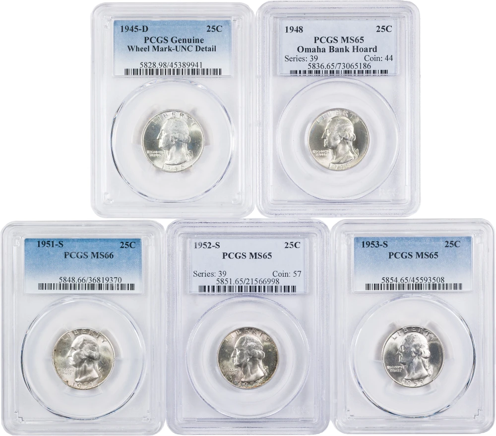 PCGS-Certified Washington Quarter Quintet
