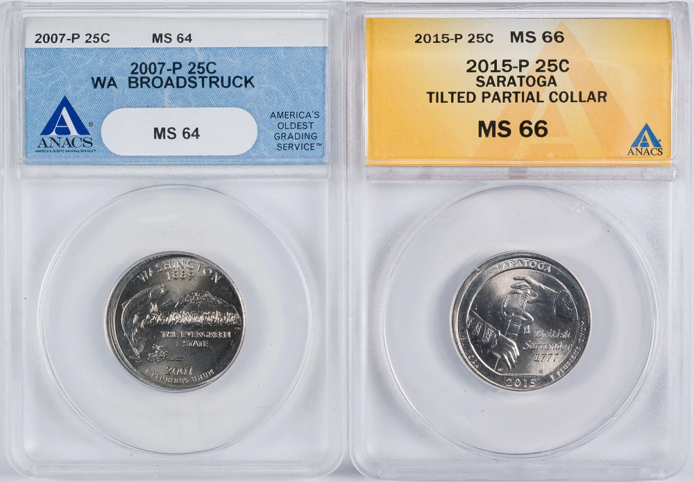 Pair Of ANACS Modern Quarter Errors