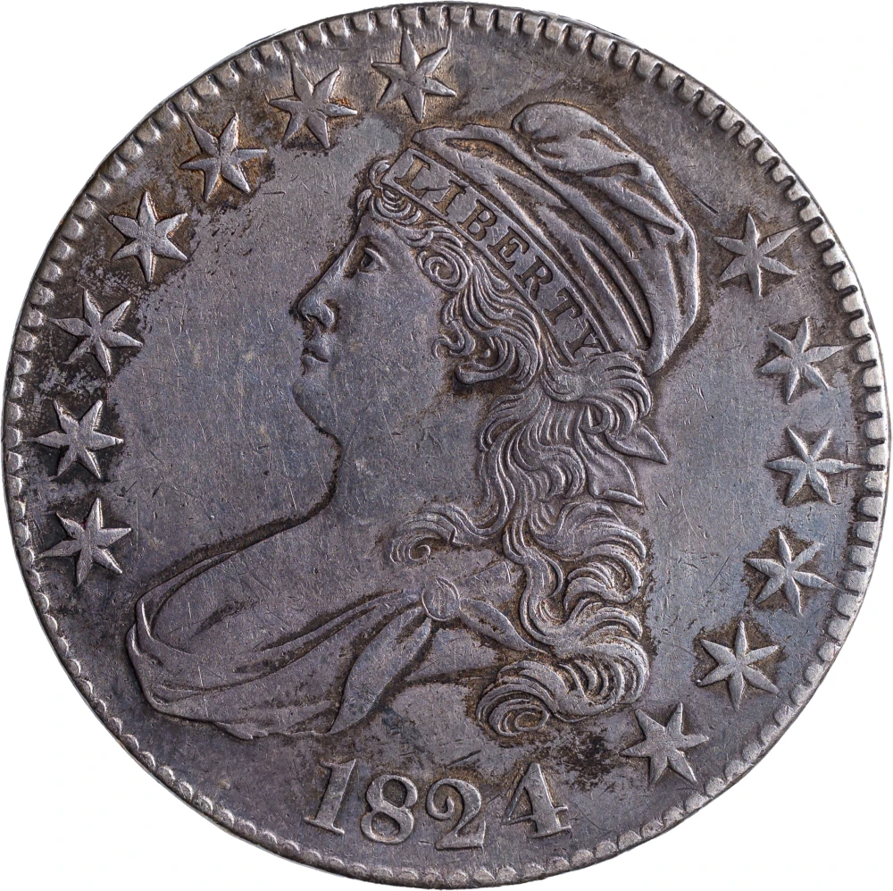 AU-50 Details 1824/4 Bust Half Dollar