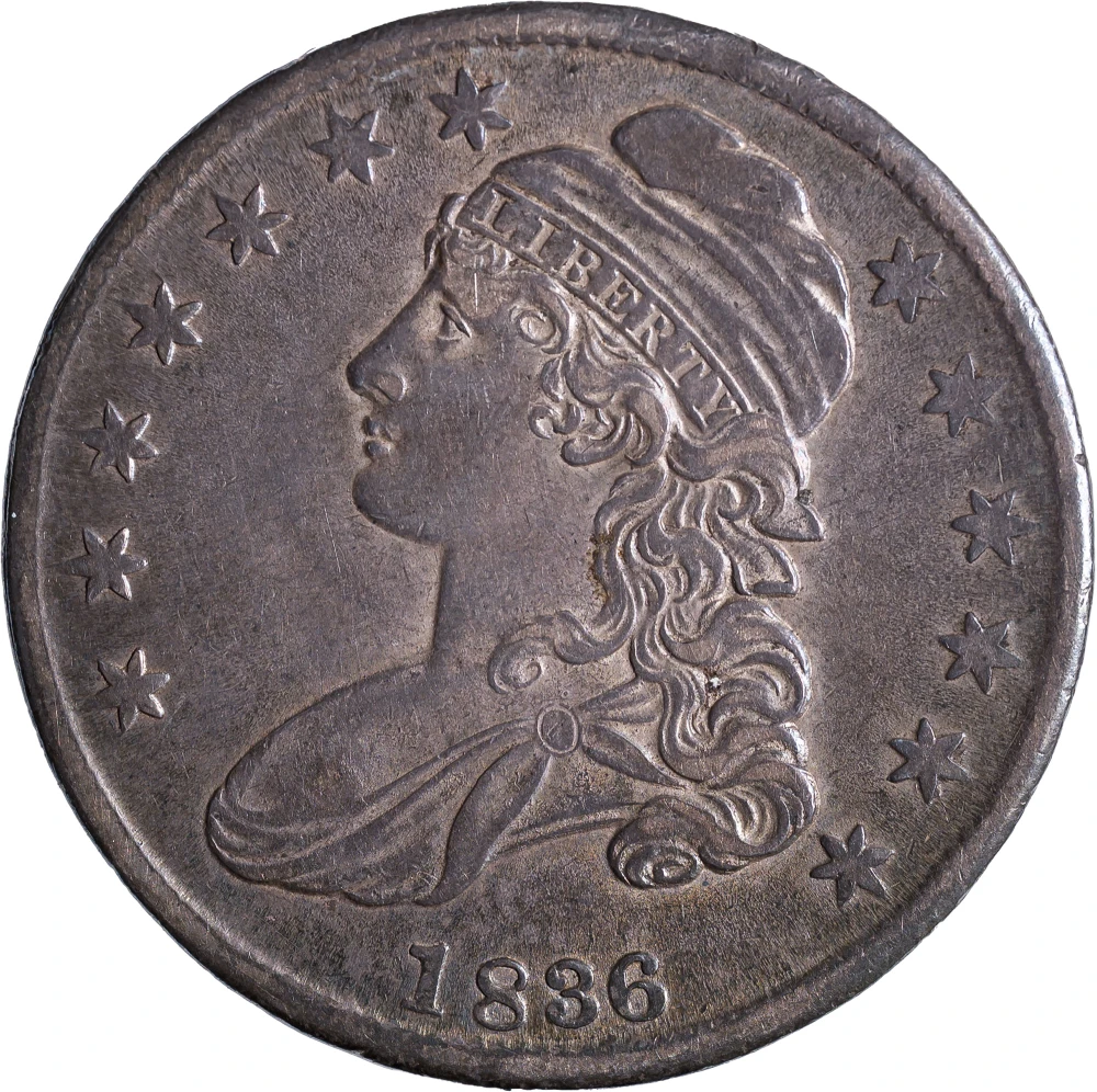 AU-50+ 1836 50/00 Bust Half Dollar