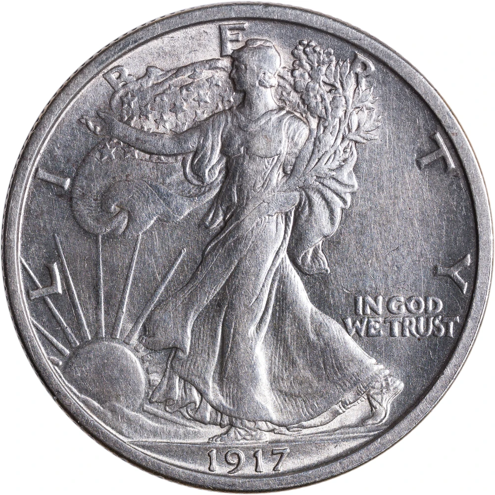 AU-50+ 1917 Walking Liberty Half Dollar