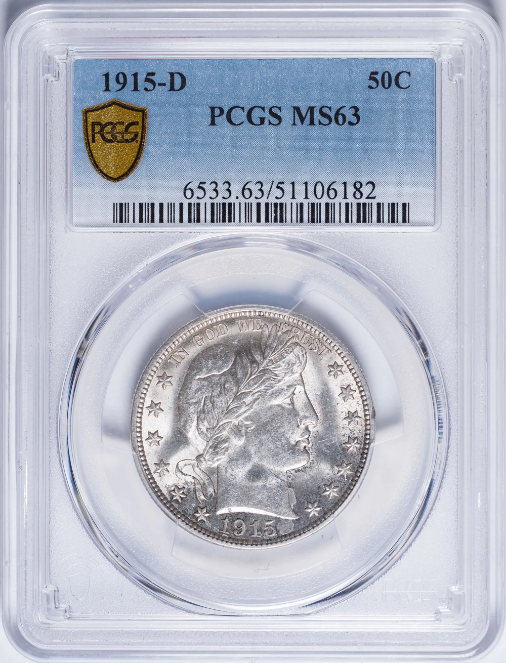 PCGS MS-63 1915-D Barber Half Dollar